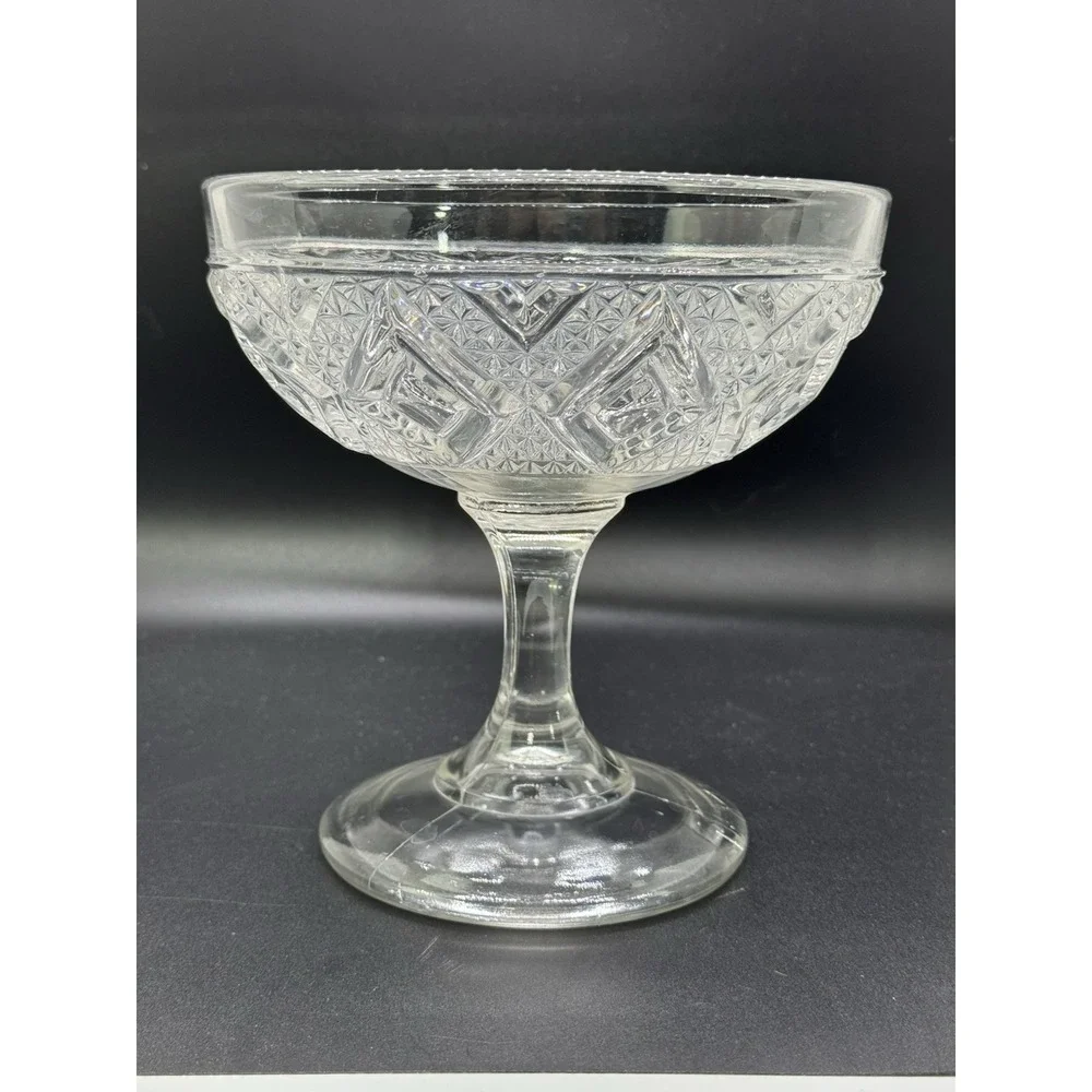 Bruce Higbee‎ ? Diamond Cut Compote Clear Vintage